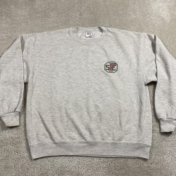 VTG Jerzees Sweatshirt Mens L Gray Crewneck SF 1880 Sport Club Frankfurt0 - Picture 1 of 8